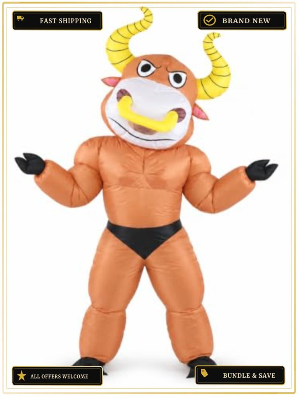 Inflatable Bull Costume Adult Muscle Suit Halloween Cosplay Funny Animal